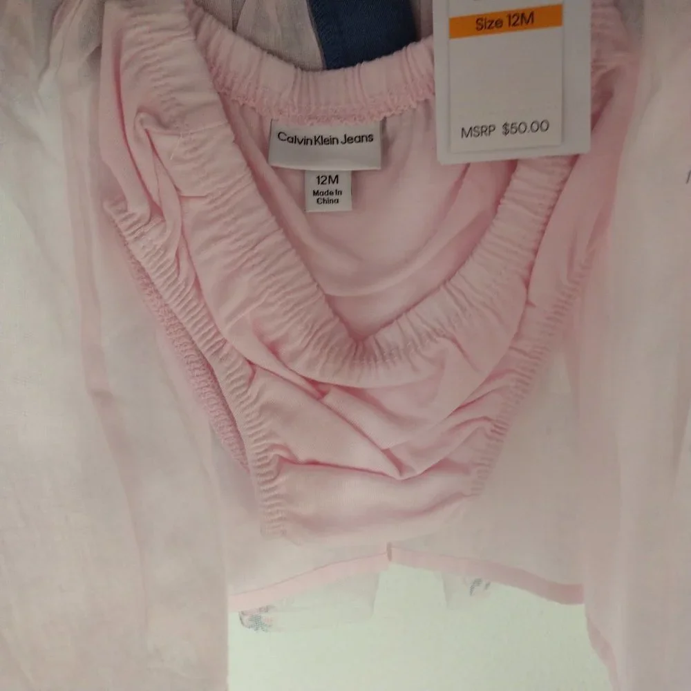NWT Calvin Klein Baby Pink/Floral Dress Size 12M